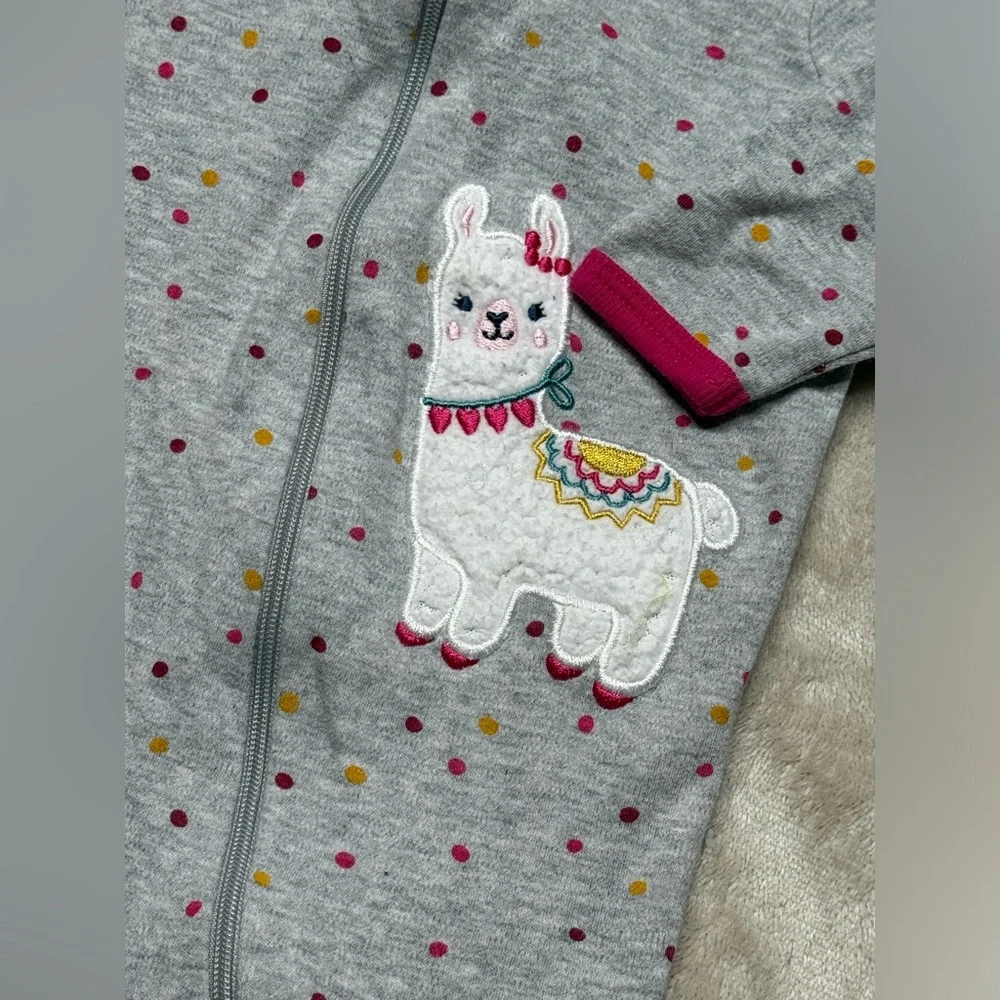Wonder Nation | Baby Girl Llama Footie Pajamas | 0-3M